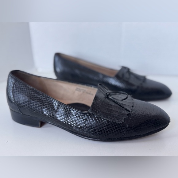 Vintage De La Rentis Genuine Snakeskin Tasseled Leather Shoe Loafer Mens Size 8 main image 7